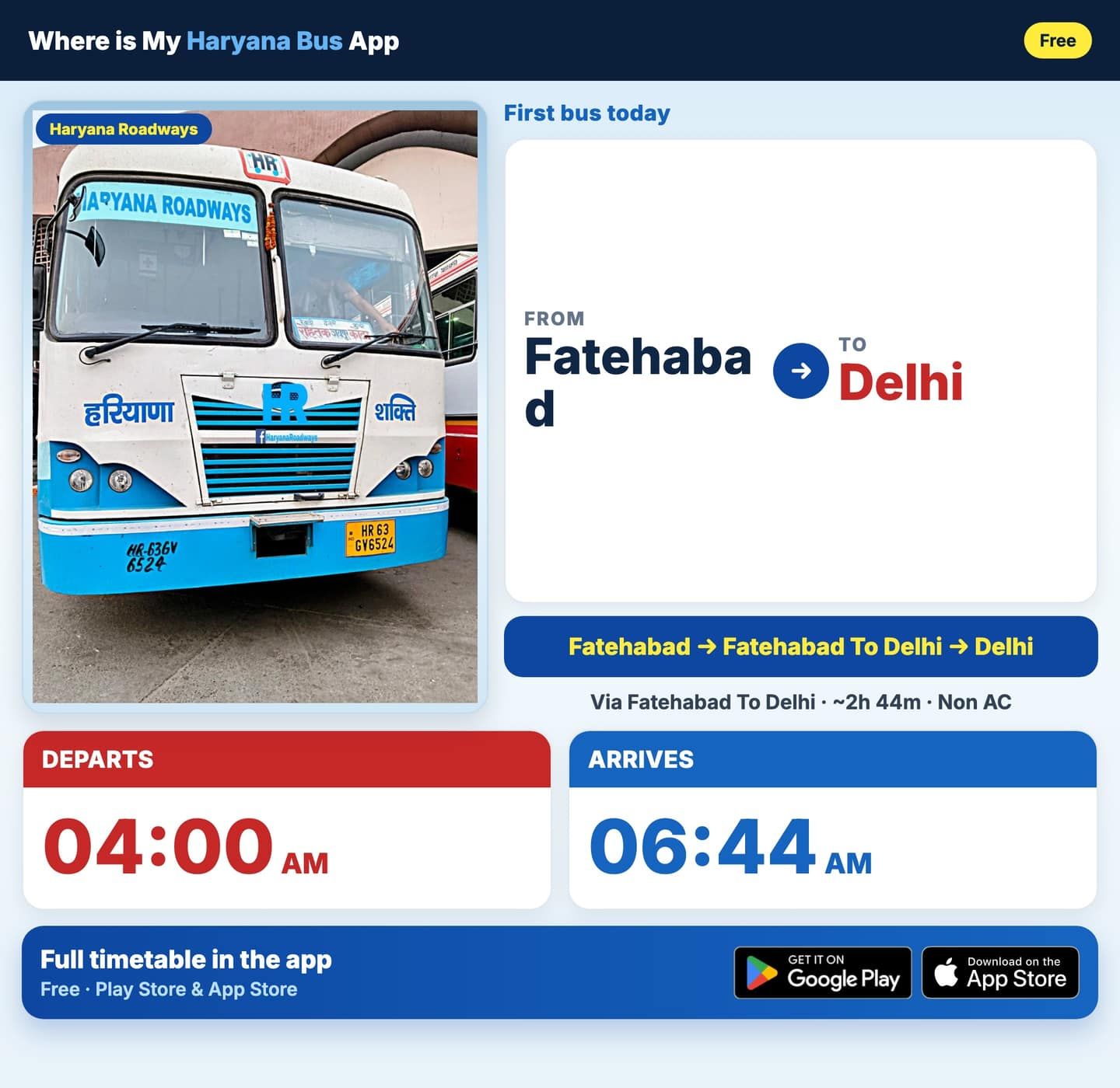 Fatehabad to Delhi Bus Timings and Schedule Guide