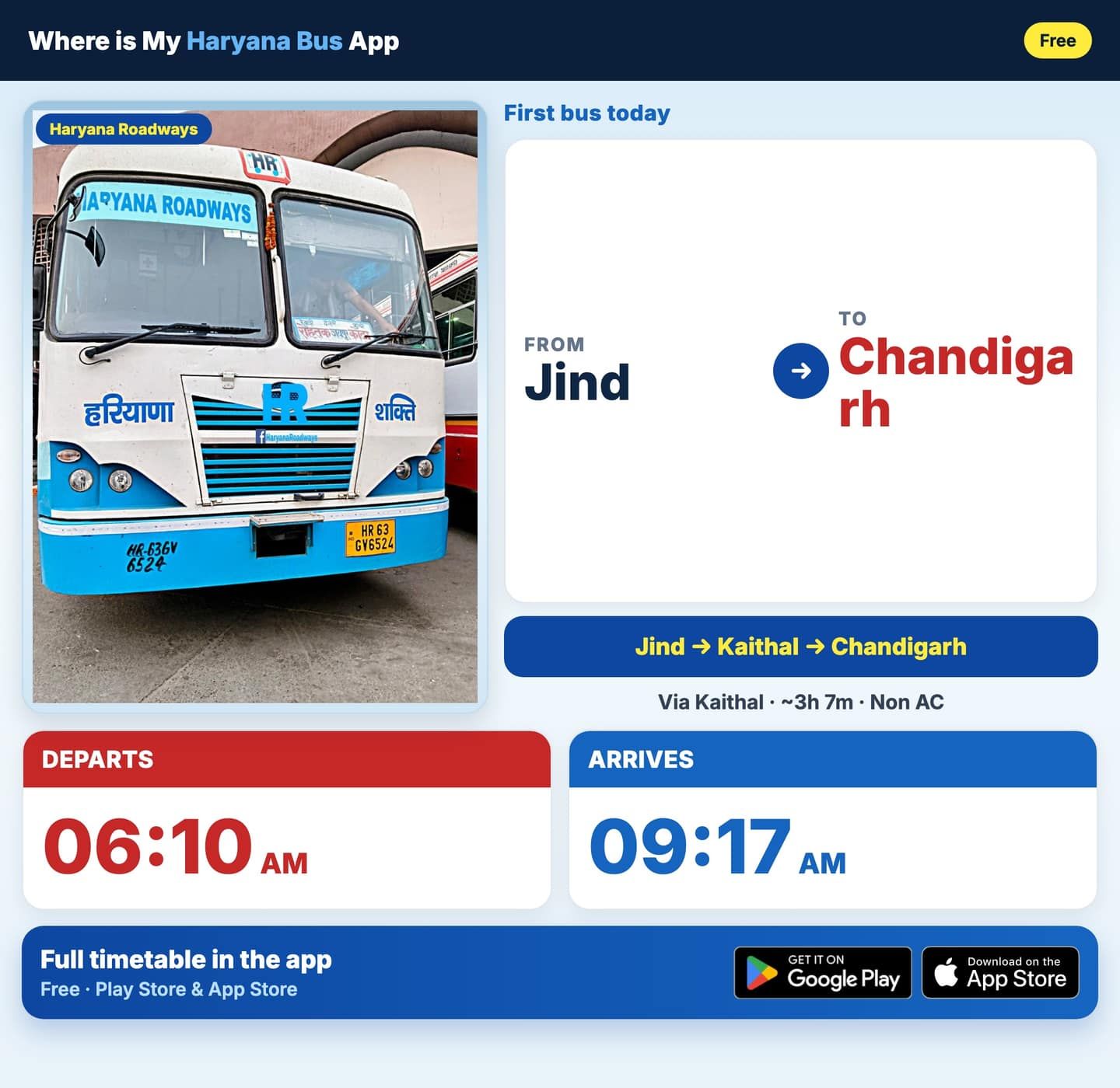 Jind to Chandigarh Bus Timings and Schedule