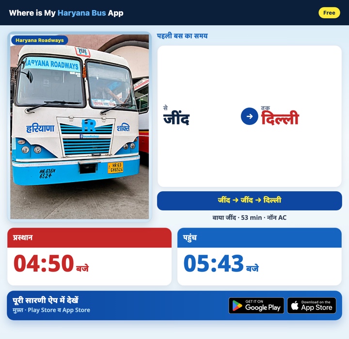 जींद से दिल्ली बस का समय और शेड्यूल गाइड